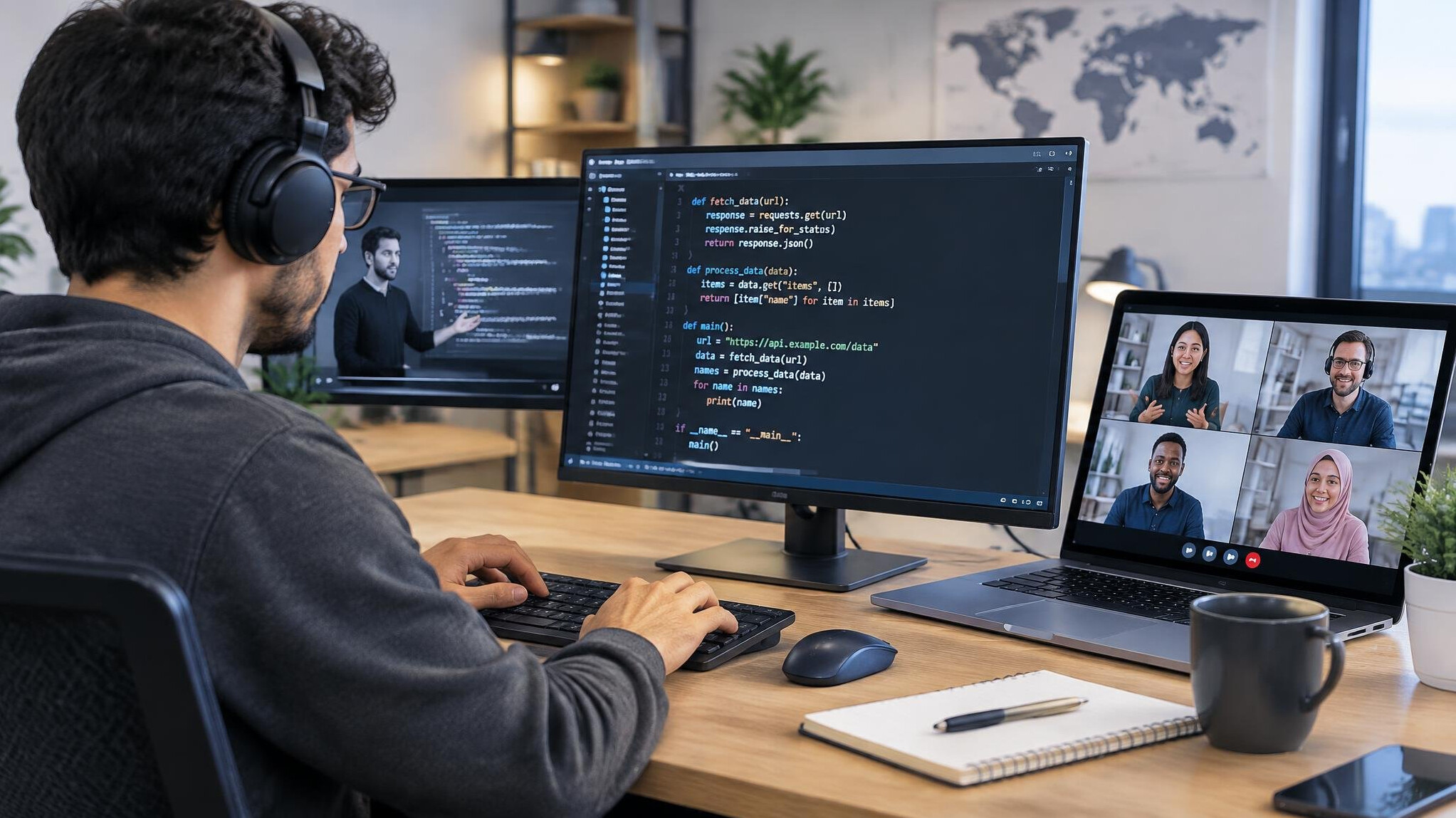 programmer writing code in english