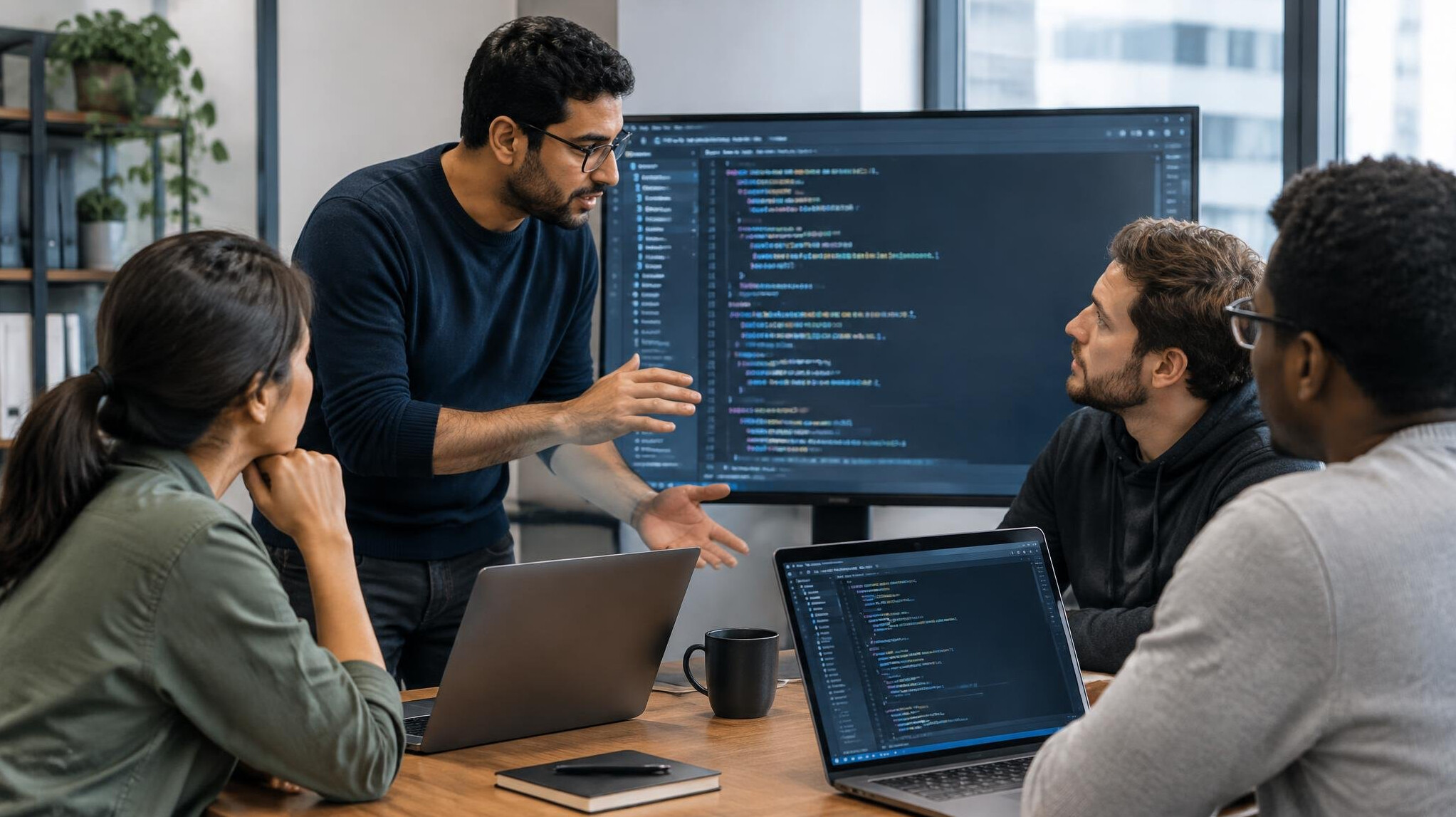 professional discussing code